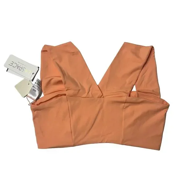 L*SPACE Parker Bikini Top Tangerine Stretch Square Neck Wide Strap D Cup NEW - Picture 6 of 8